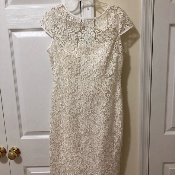 Adrianna Papell cap-sleeve illusion lace dress - Picture 3 of 7